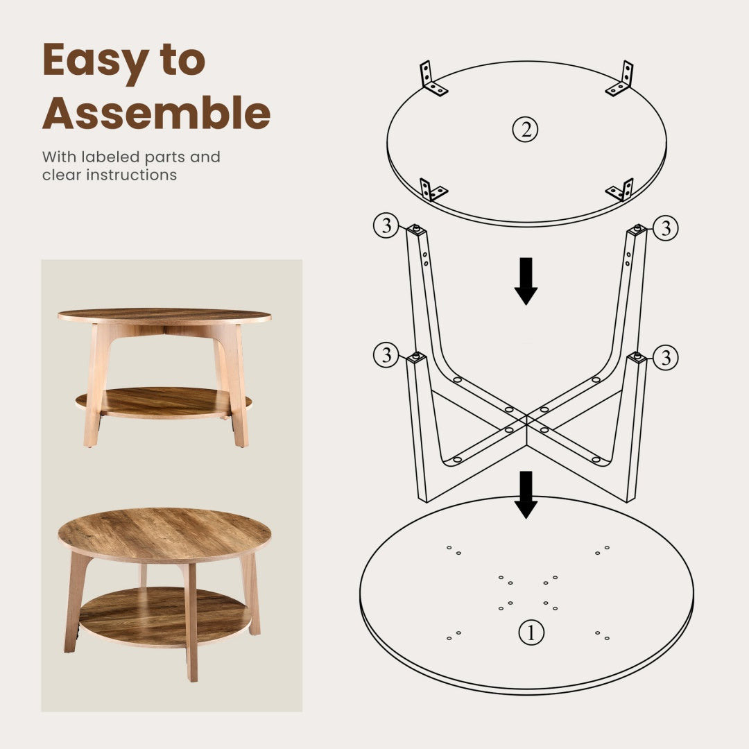 Brown 2-Tier Coffee Table