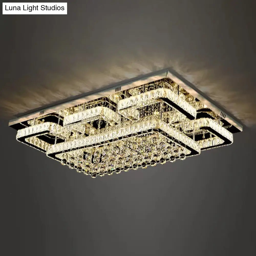 DecorBites™ DecorBites™ 39.5"/47" Rectangle Crystal Flush Mount LED Ceiling Light - Modern Living Room Lighting in Stainless Steel with Warm/White/Natural Light