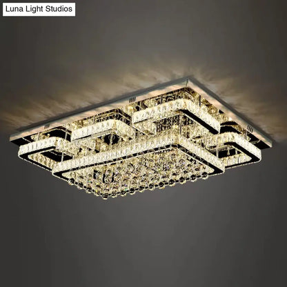 DecorBites™ DecorBites™ 39.5"/47" Rectangle Crystal Flush Mount LED Ceiling Light - Modern Living Room Lighting in Stainless Steel with Warm/White/Natural Light