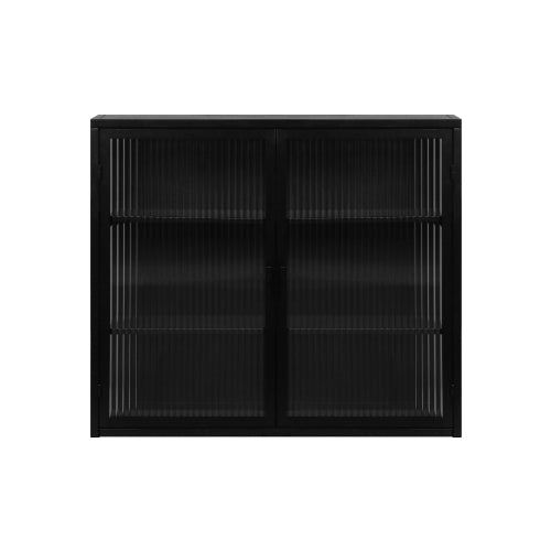 Mueble de Pared Moderno de Dos Puertas con Puerta de Cristal con Tres Niveles de Almacenamiento para Entrada, Sala de Estar, Baño, Comedor, Negro No Disponible Plataformas- Temu