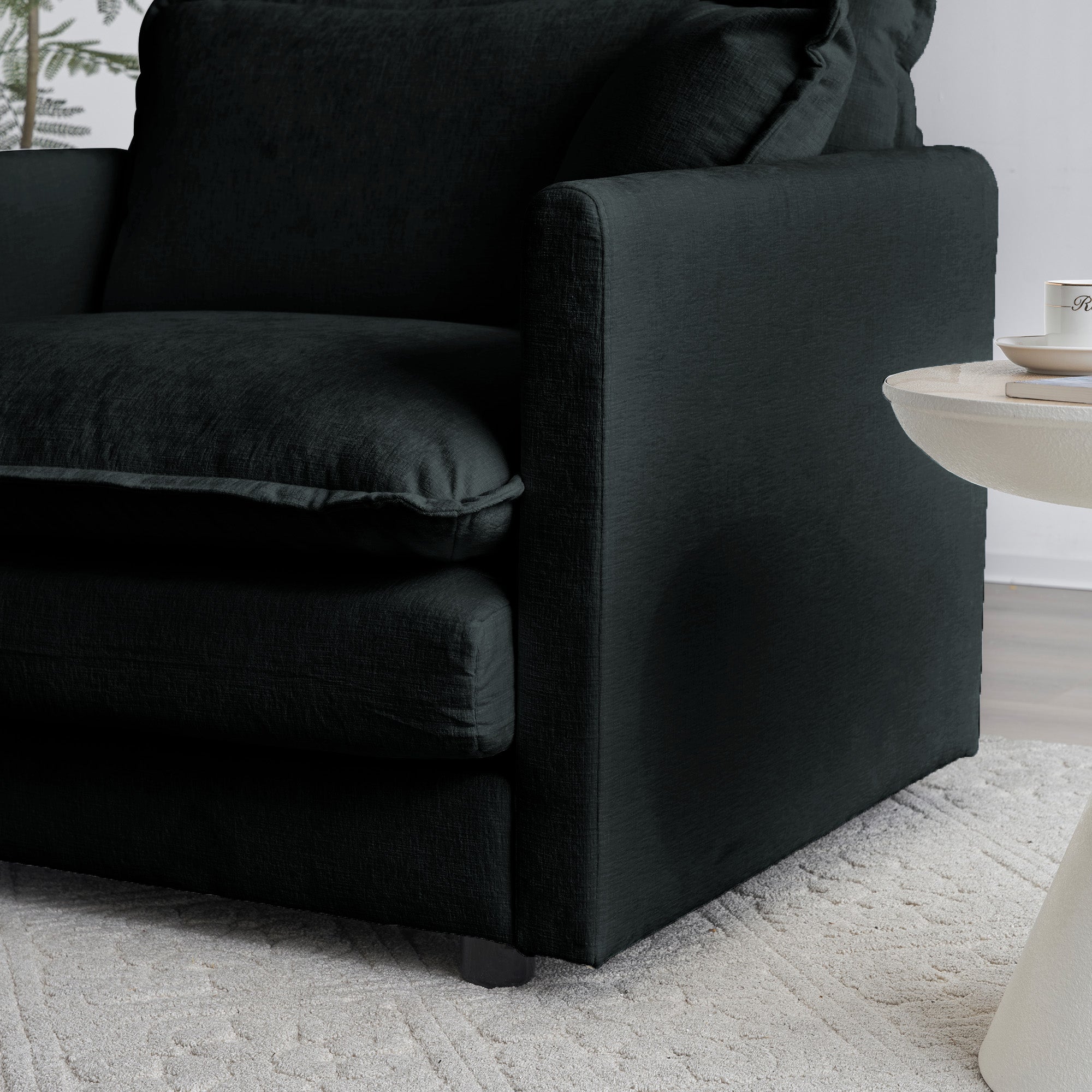 Black Chenille Loveseat Sofa