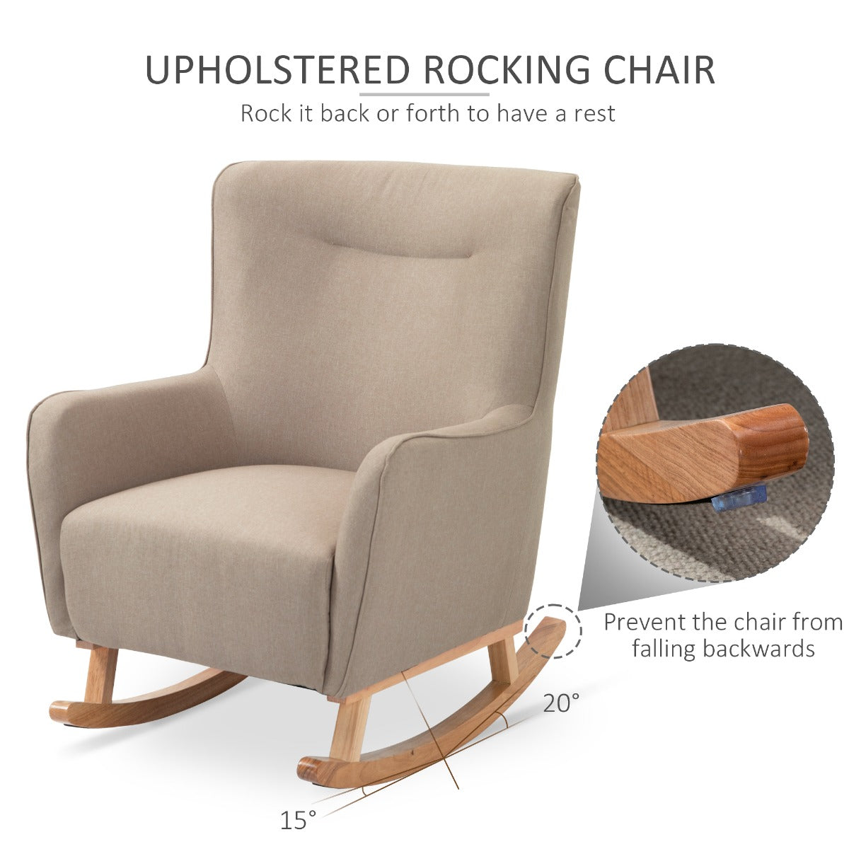 Modern Rocking Chair Sofa Armchair Modern Accent Chair with Thick Padding