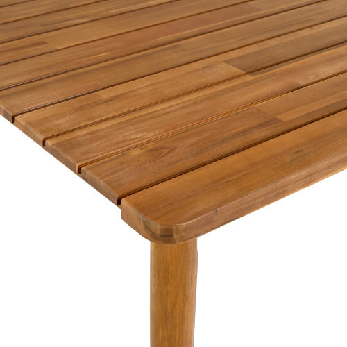 Mesa de Comedor de Madera de Acacia para 6 Personas, Mesa Exterior, Muebles de Estilo Granja para Terraza, Jardín, Patio Trasero, Teca con Capacidad de Peso de 180 Libras 63L