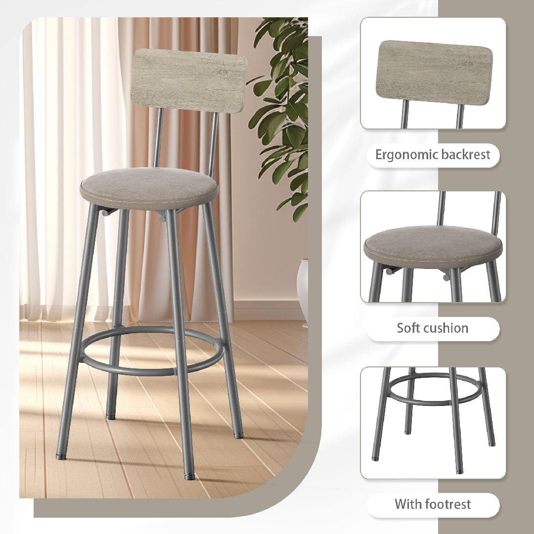 Only Supports Self Pickup-Long Dining Table Set With 3 PU Upholstered Bar Stools, Dining Table And Chairs Set, Industrial High Coffee Table And Back Chair