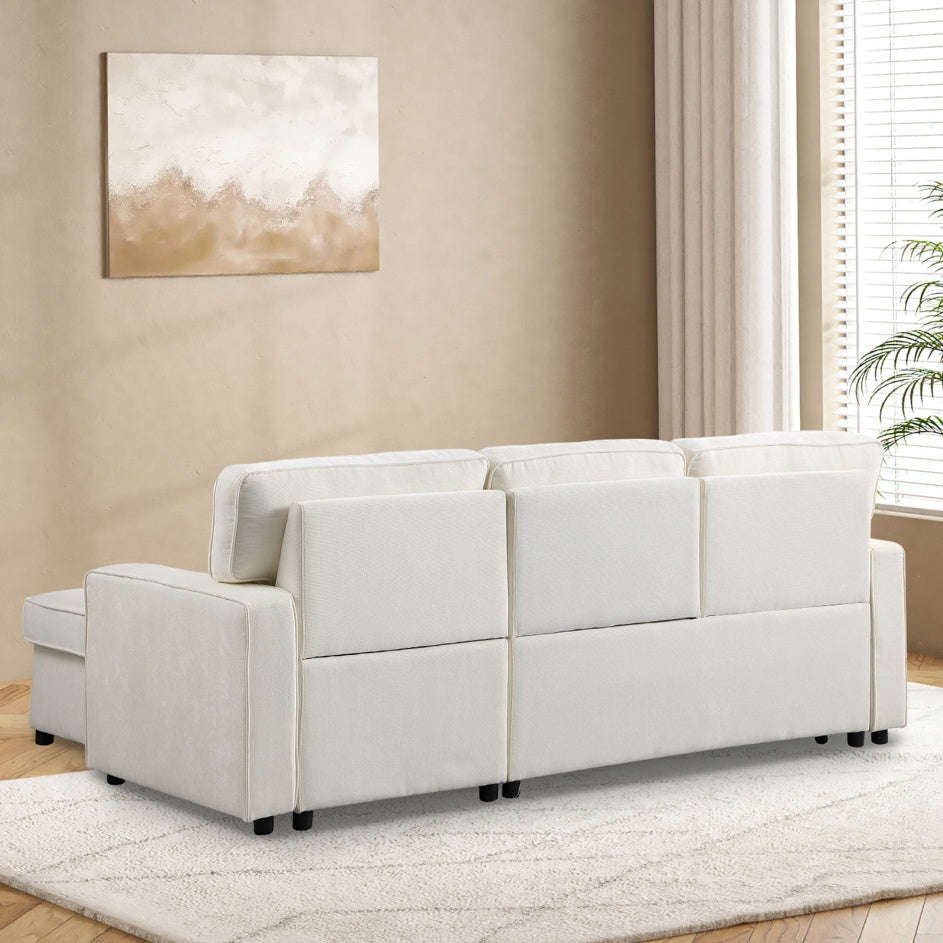 Beige Chenille Sleeper Sofa