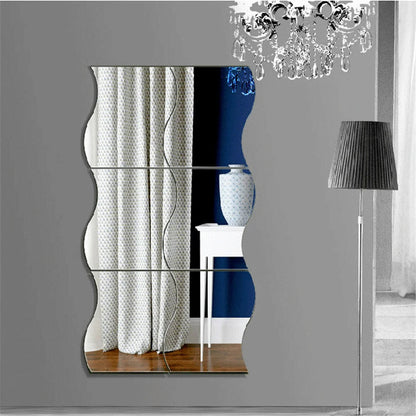 3D Acrylic Wave Mirror Wall Stickers