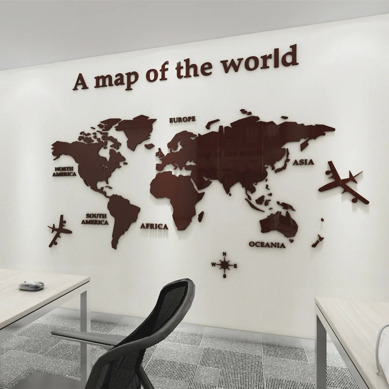 3D Acrylic World Map Wall Sticker