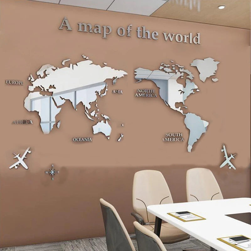 3D Acrylic World Map Wall Sticker