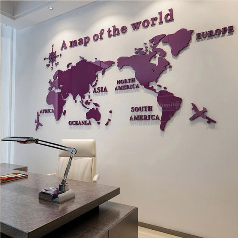 3D Acrylic World Map Wall Sticker