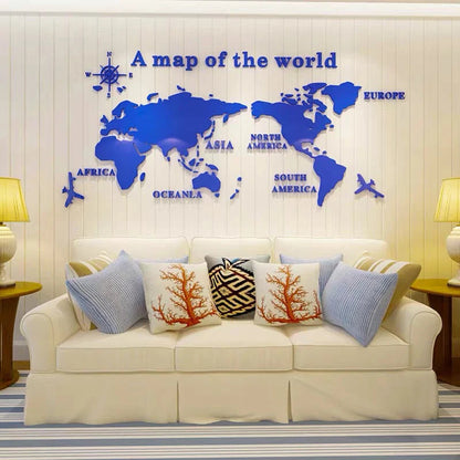 3D Acrylic World Map Wall Sticker