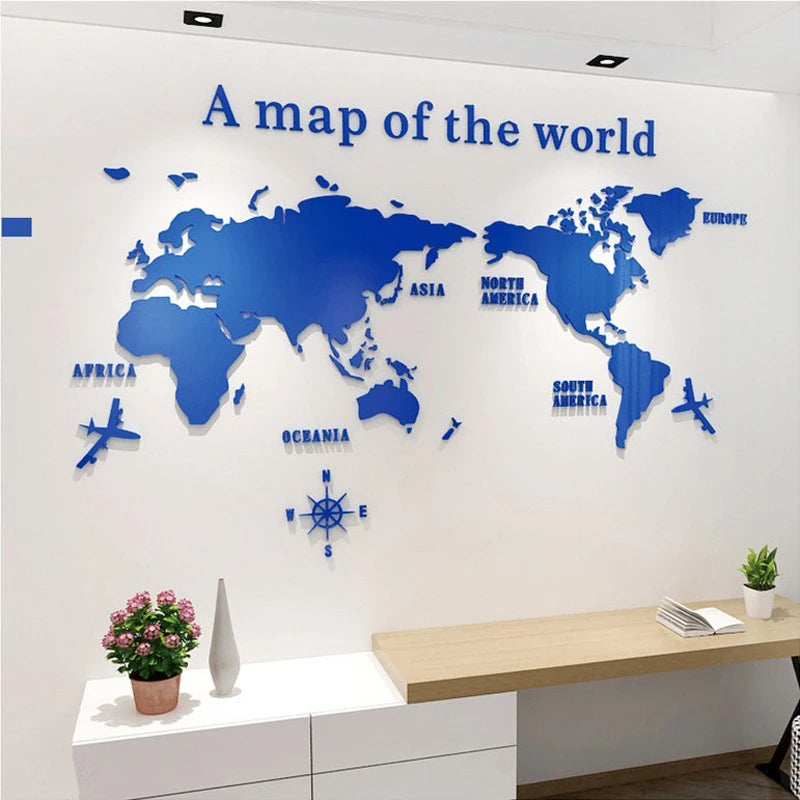 3D Acrylic World Map Wall Sticker