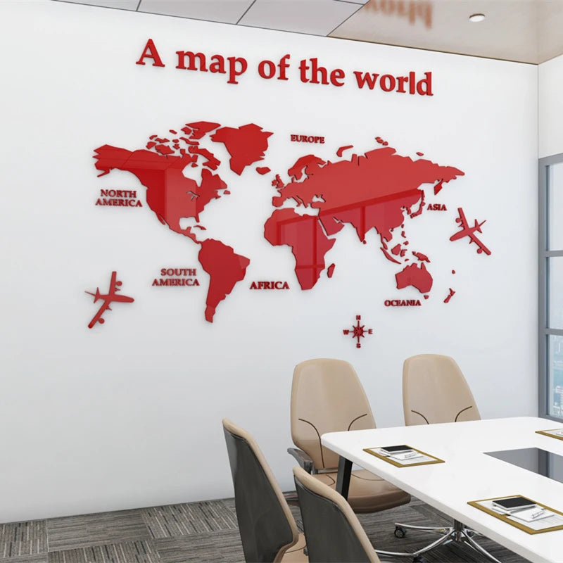 3D Acrylic World Map Wall Sticker