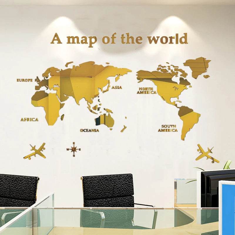 3D Acrylic World Map Wall Sticker