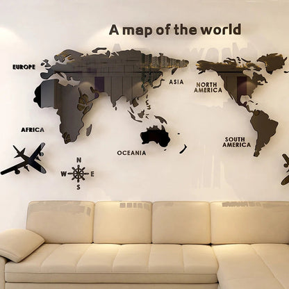 3D Acrylic World Map Wall Sticker