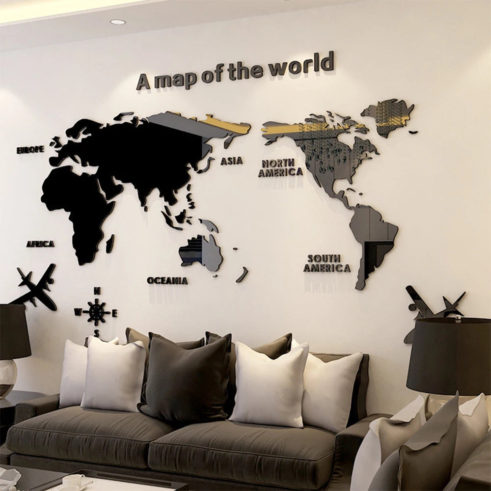 3D Acrylic World Map Wall Sticker