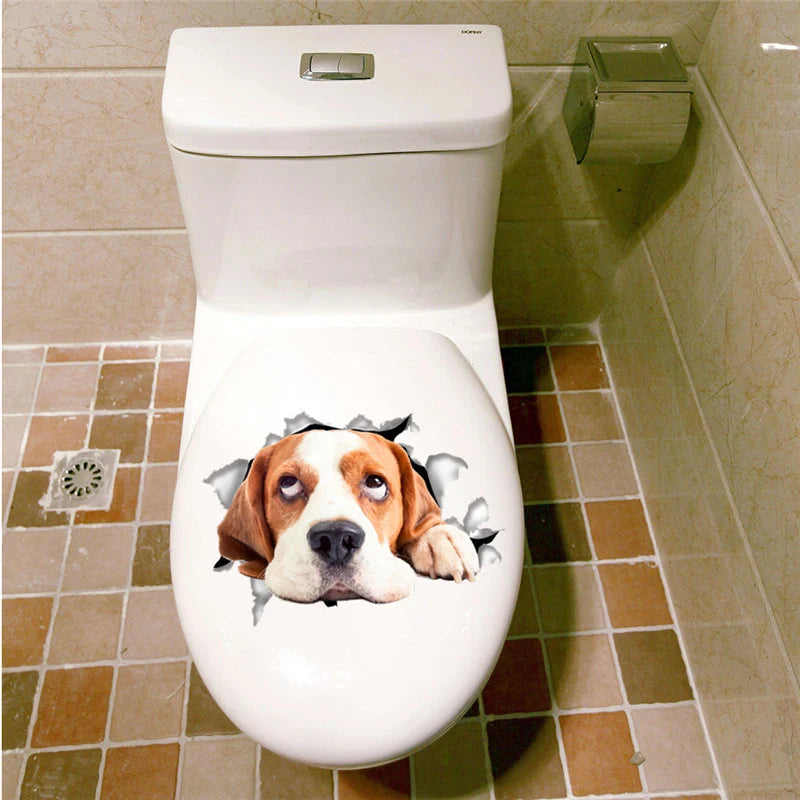 3D Cat & Dog Toilet Stickers