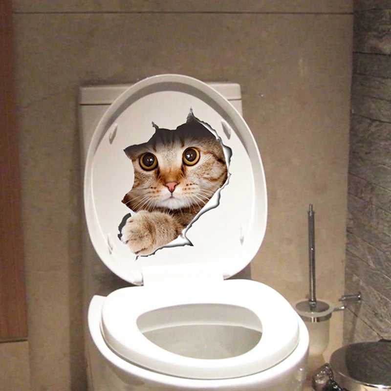 3D Cat & Dog Toilet Stickers