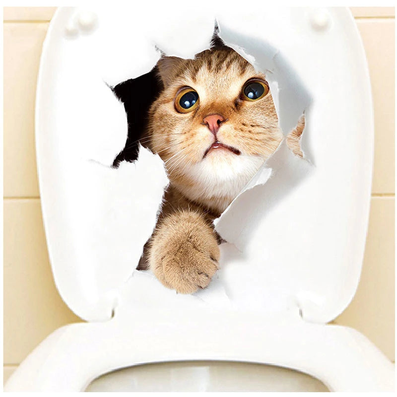 3D Cat & Dog Toilet Stickers