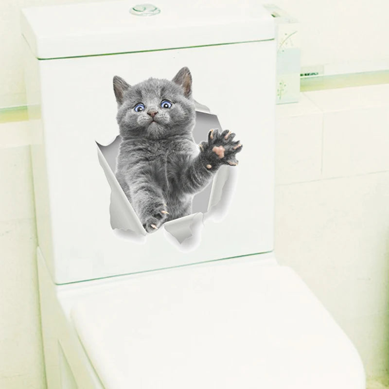 3D Cat & Dog Toilet Stickers