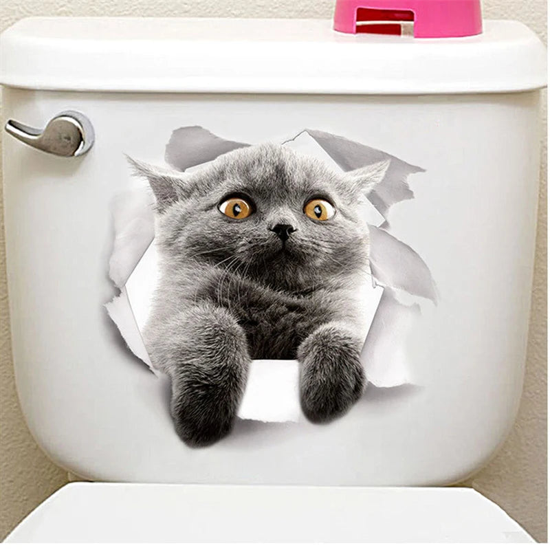 3D Cat & Dog Toilet Stickers