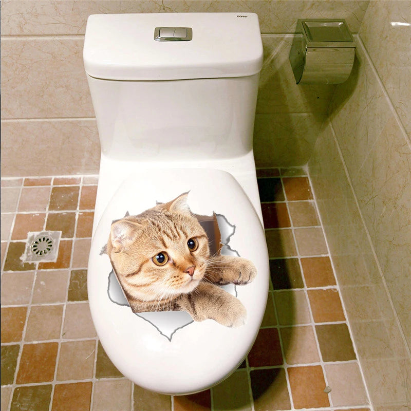 3D Cat & Dog Toilet Stickers