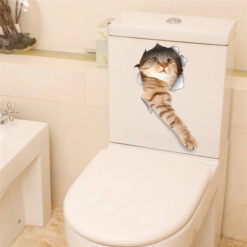 3D Cat & Dog Toilet Stickers