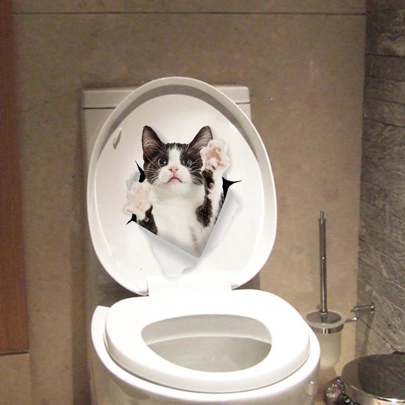 3D Cat & Dog Toilet Stickers