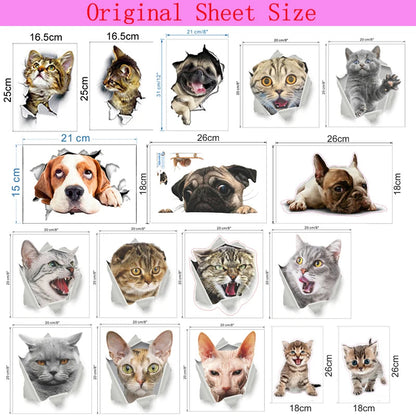 3D Cat & Dog Toilet Stickers