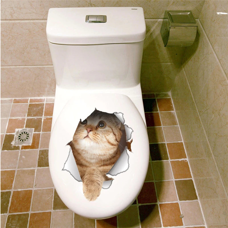 3D Cat & Dog Toilet Stickers