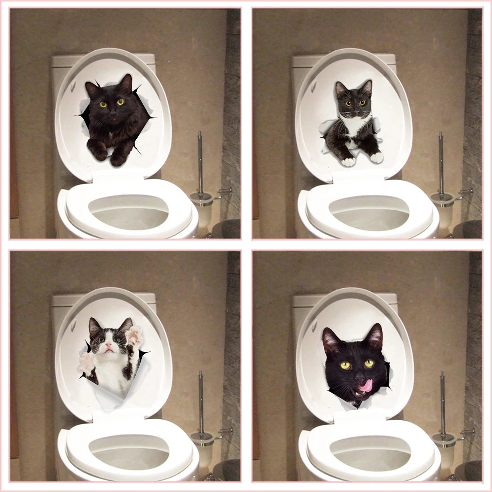 3D Cat & Dog Toilet Stickers