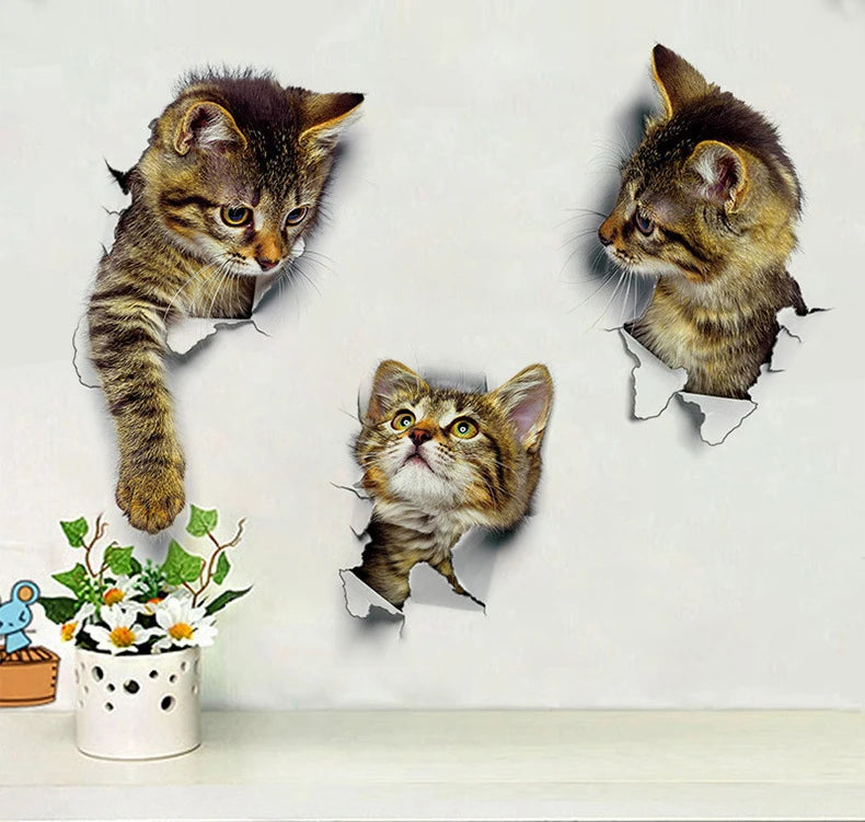 3D Cat Wall Sticker Art Decor