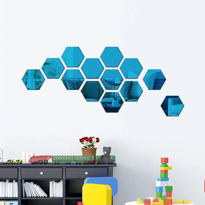 3D Hexagon Acrylic Mirror Wall Stickers