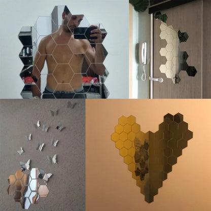 3D Hexagon Acrylic Mirror Wall Stickers