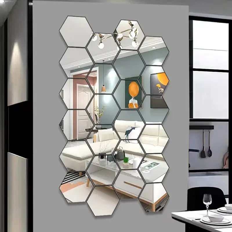 3D Hexagon Acrylic Mirror Wall Stickers