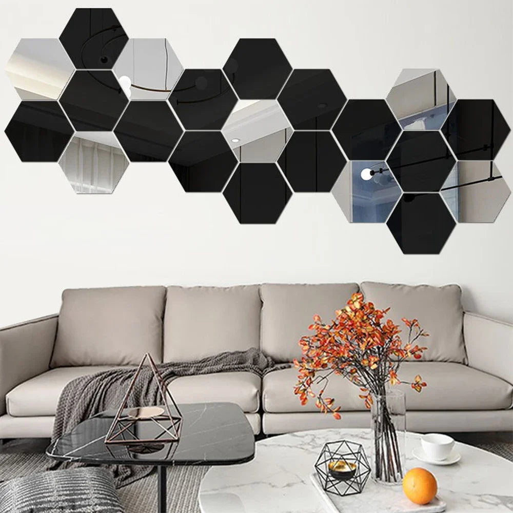 3D Hexagon Acrylic Mirror Wall Stickers