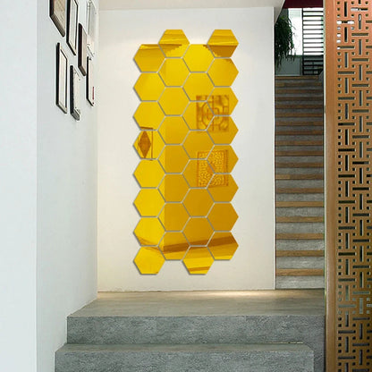 3D Hexagon Acrylic Mirror Wall Stickers