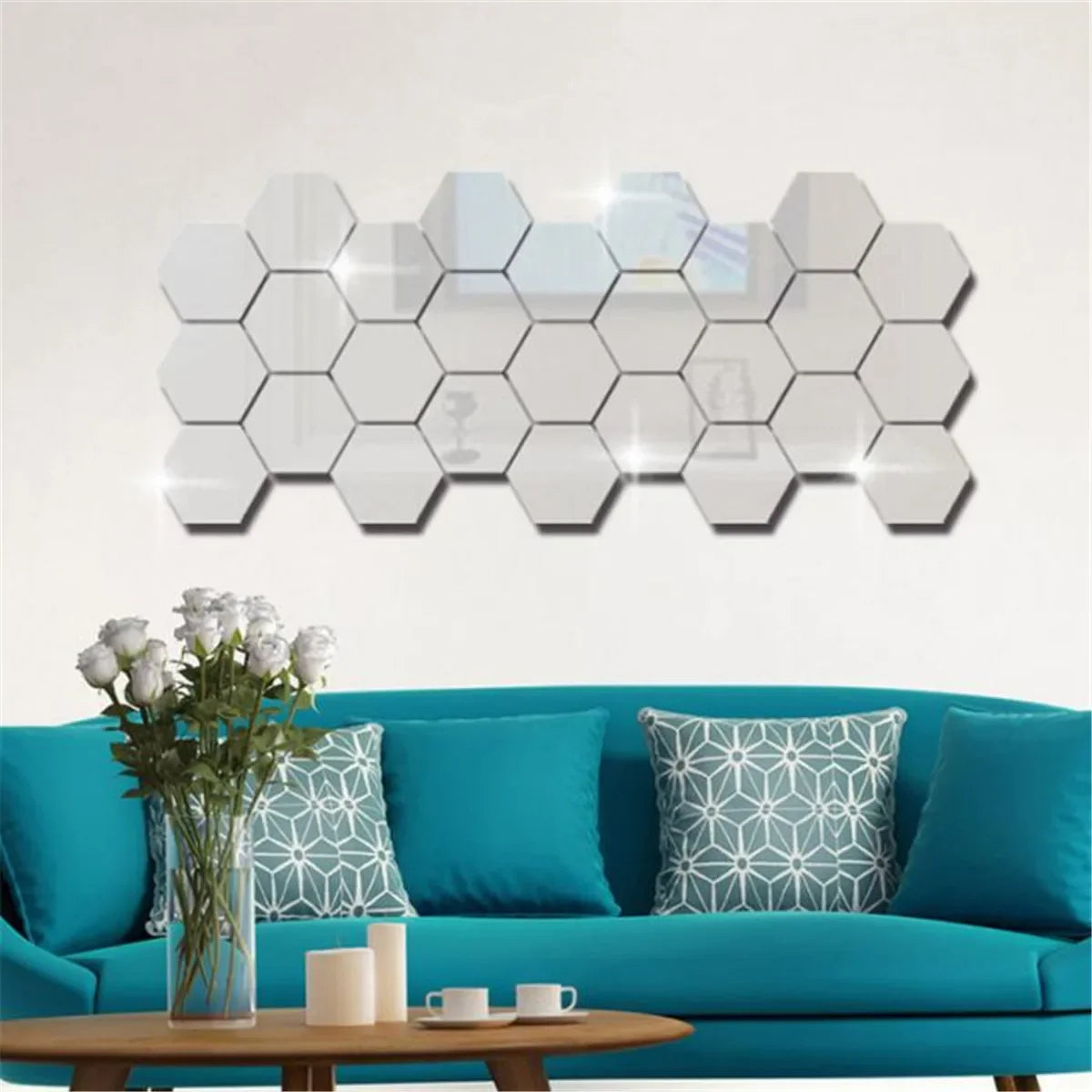 3D Hexagon Acrylic Mirror Wall Stickers