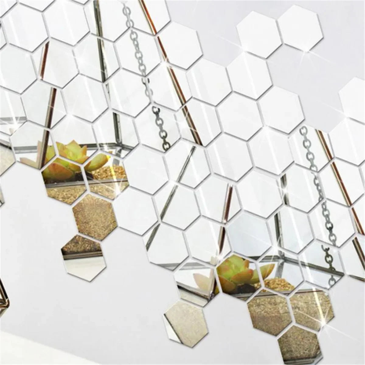 3D Hexagon Acrylic Mirror Wall Stickers