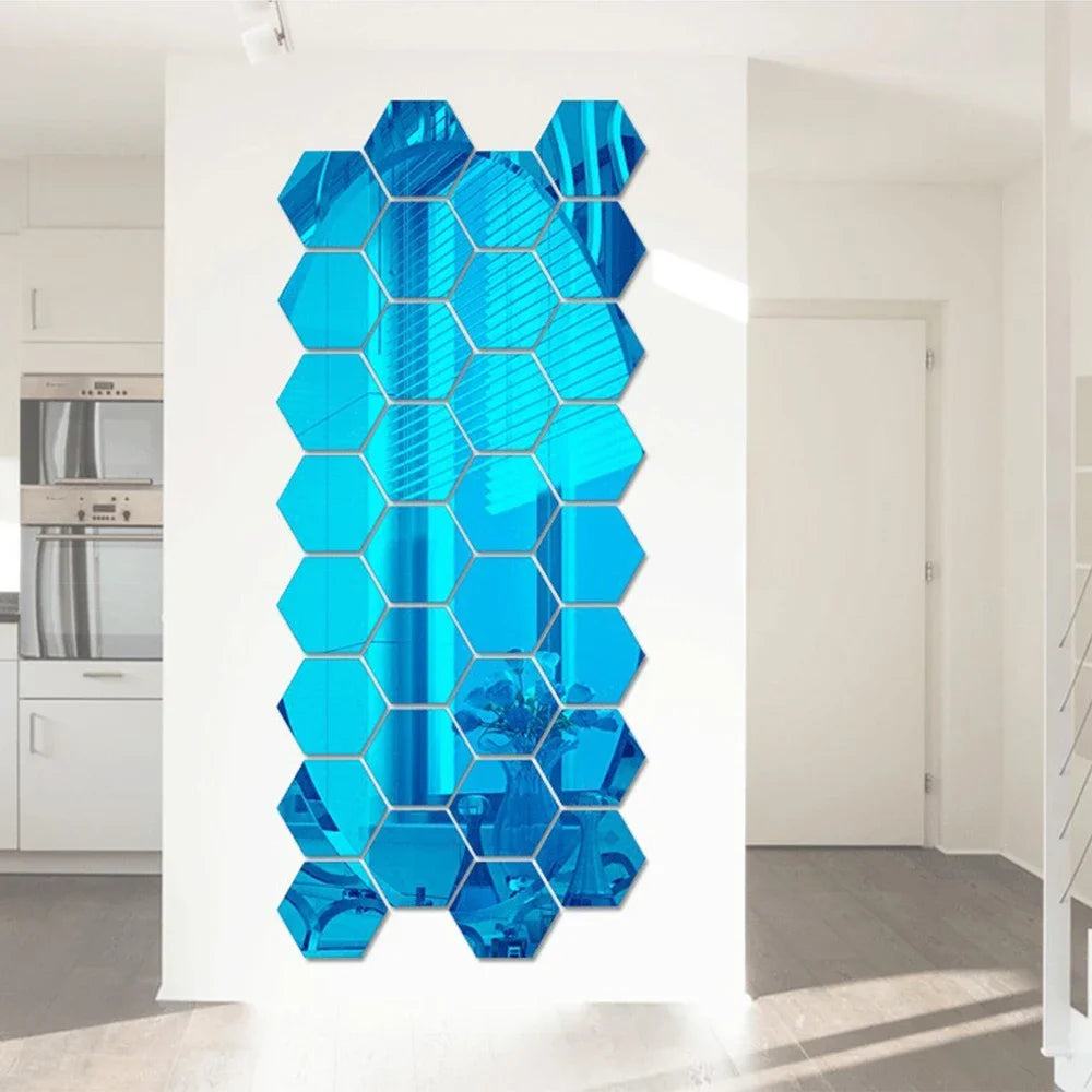 3D Hexagon Acrylic Mirror Wall Stickers