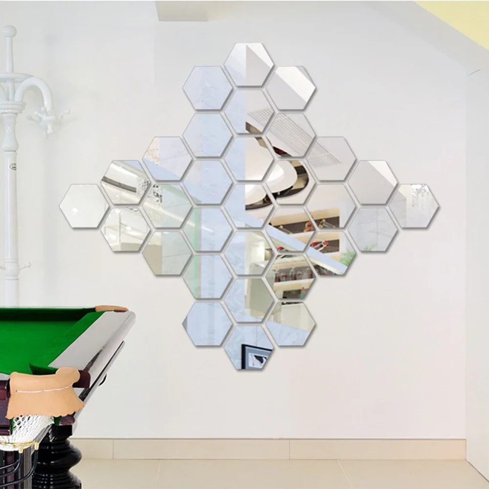 3D Hexagon Acrylic Mirror Wall Stickers