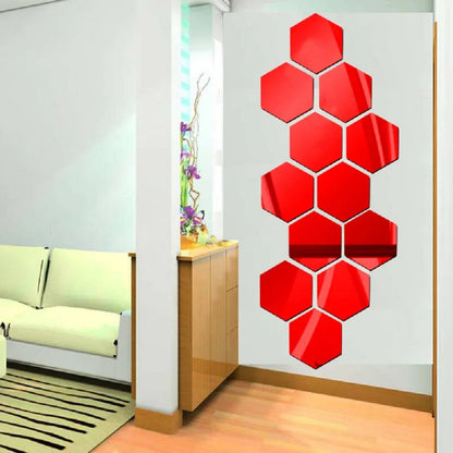 3D Hexagon Acrylic Mirror Wall Stickers