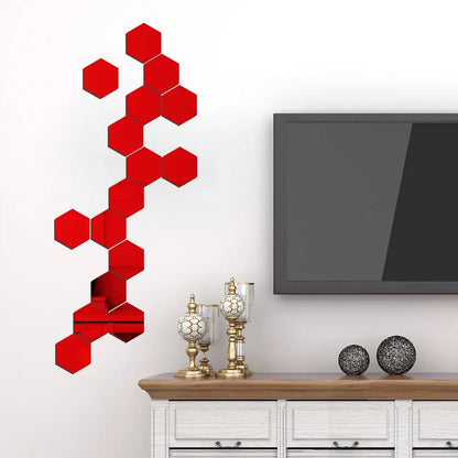 3D Hexagon Acrylic Mirror Wall Stickers