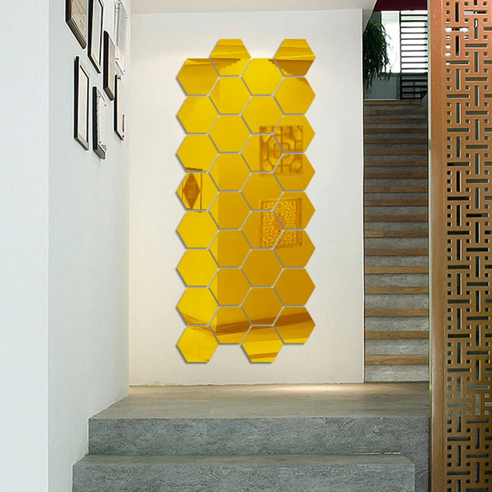 3D Hexagon Mirror Wall Stickers