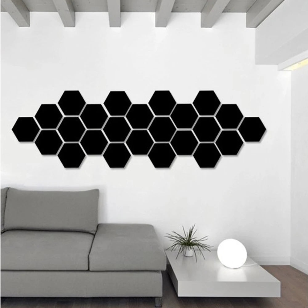 3D Hexagon Mirror Wall Stickers