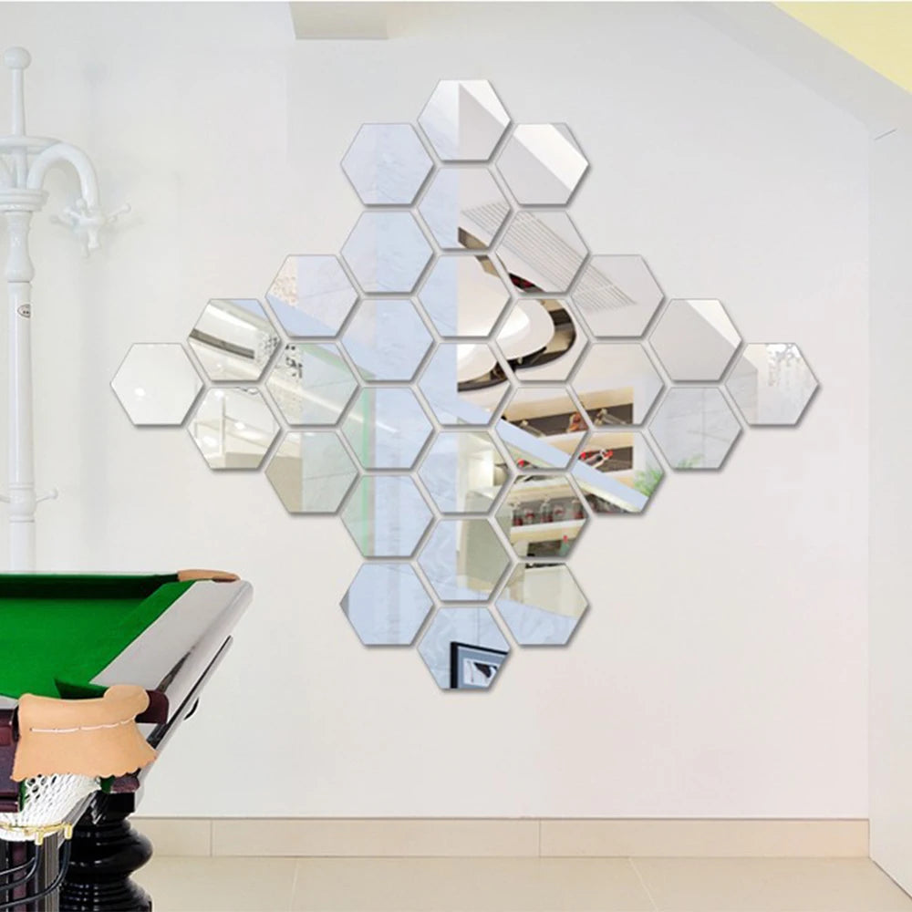 3D Hexagon Mirror Wall Stickers