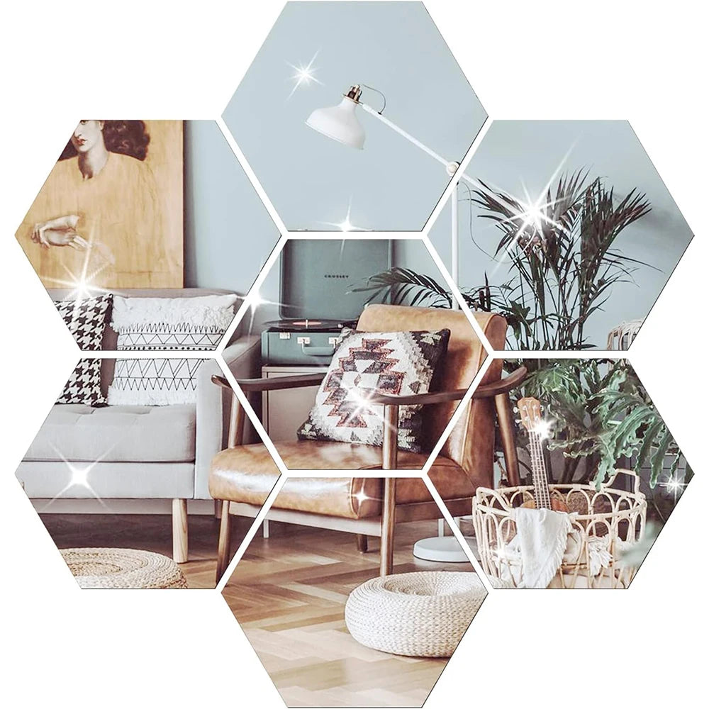 3D Hexagon Mirror Wall Stickers