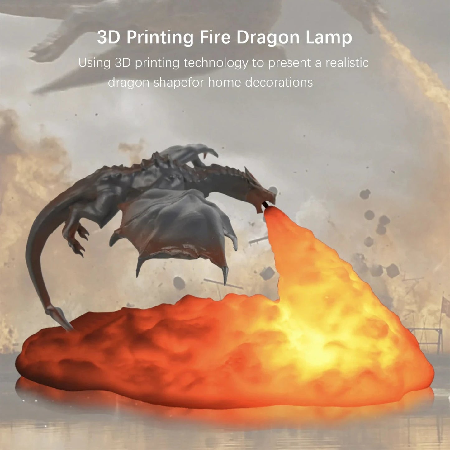 3D Printed Fire Dragon Night Light