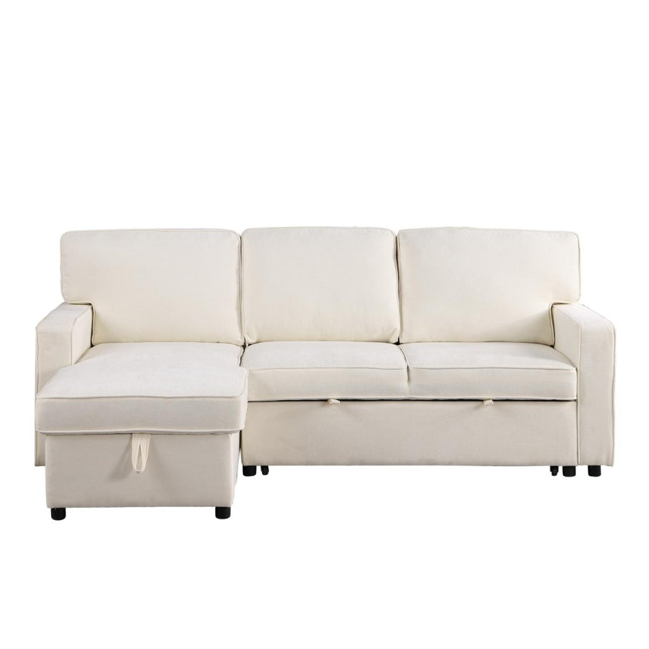 Beige Chenille Sleeper Sofa