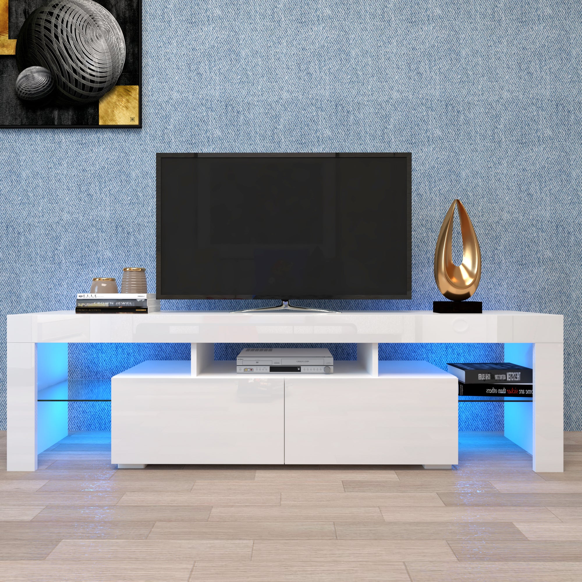 White LED TV Stand