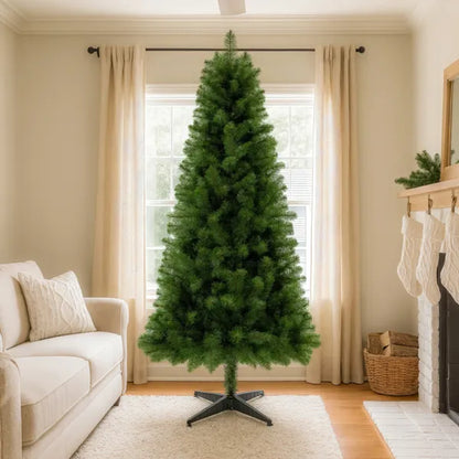 6FT Unlit Artificial Christmas Tree With 490 Tips, PVC Full Branches, Classic Green Holiday Tree With 4-Leg Plastic Stand For Indoor Home Decoration--Self-pick Up Is Not Supported.